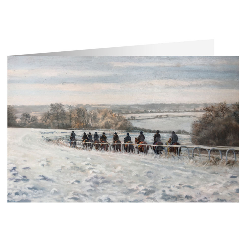 Horses racing in the snow Christmas card