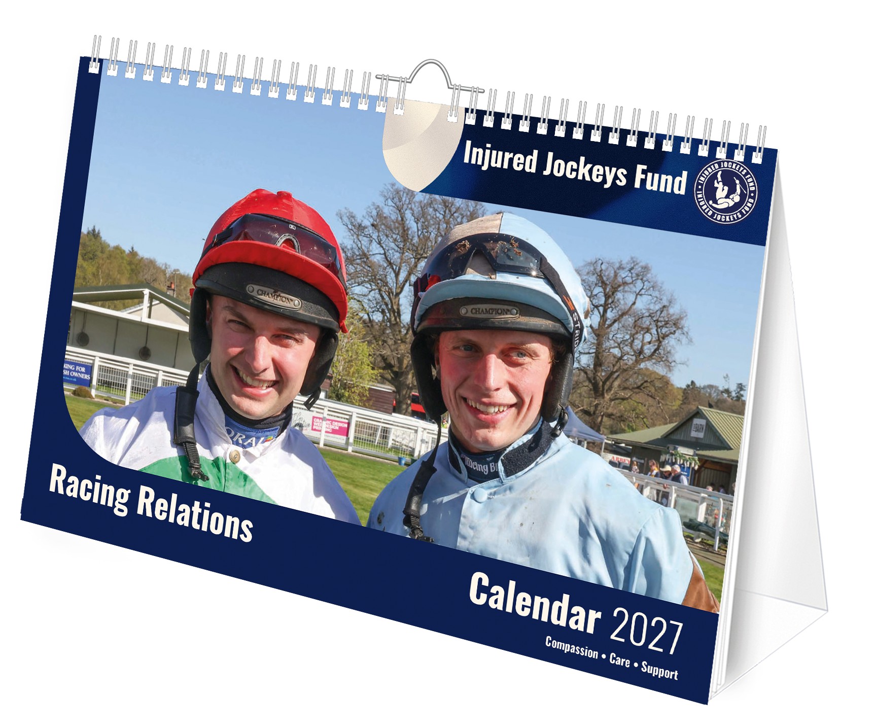 A desk calendar from Injured Jockeys Fund
