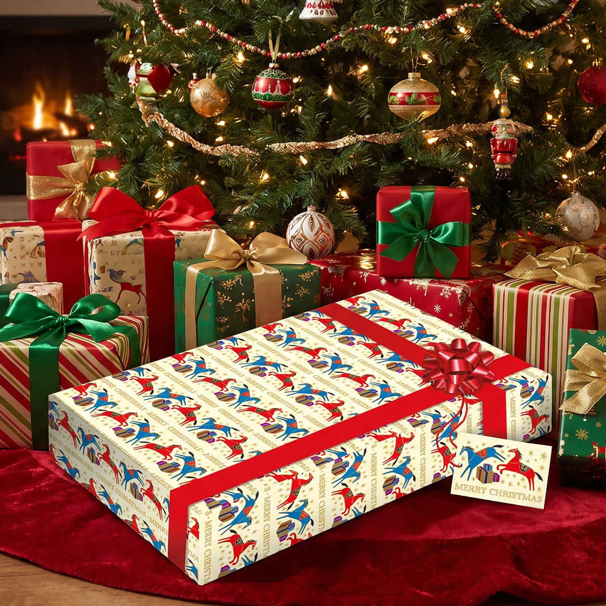 IJF Christmas jumping horses wrapping paper
